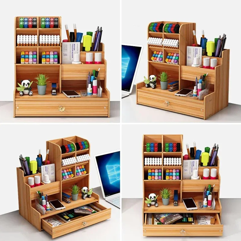 Organisateur de bureau en bois, mise en situation
