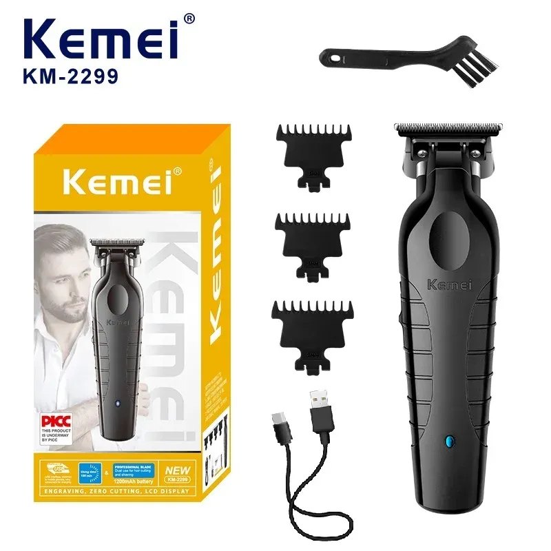 Tondeuse à cheveux sans fil pour hommes Kemei, rechargeable par USB, à lame originale et coupe zéro écart, KM-2299 9