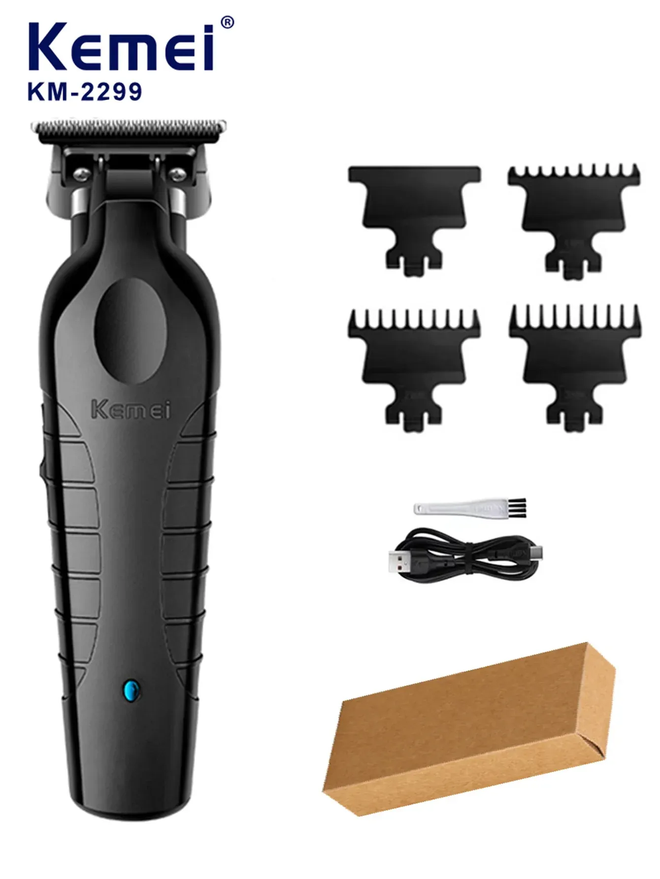 Tondeuse à cheveux sans fil pour hommes Kemei, rechargeable par USB, à lame originale et coupe zéro écart, KM-2299 7