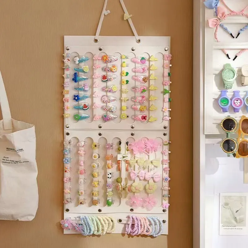 Organisateur mural suspendu pour accessoires capillaires : rangement pour nœuds, pinces, élastiques et lunettes 2