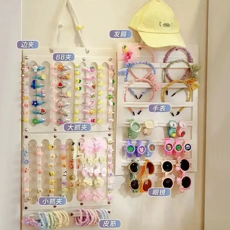 Organisateur mural suspendu pour accessoires capillaires : rangement pour nœuds, pinces, élastiques et lunettes 4