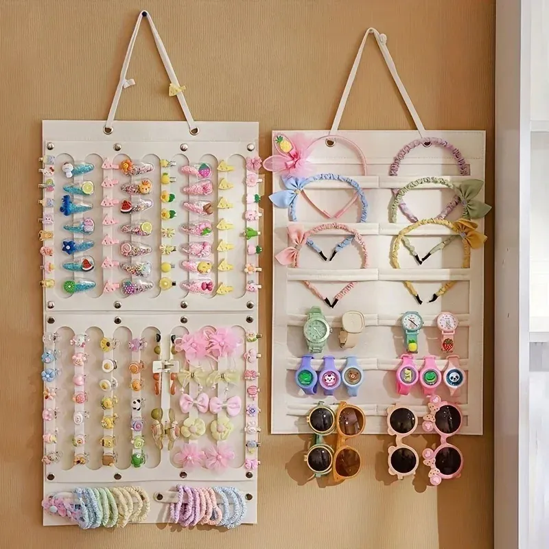 Organisateur mural suspendu pour accessoires capillaires : rangement pour nœuds, pinces, élastiques et lunettes 9