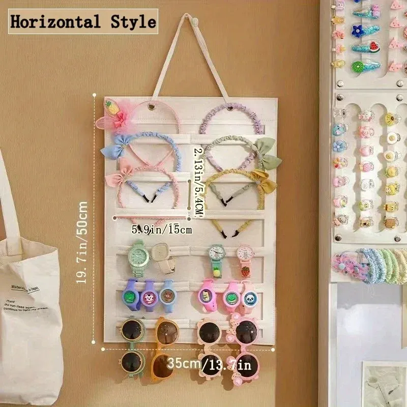 Organisateur mural suspendu pour accessoires capillaires : rangement pour nœuds, pinces, élastiques et lunettes 7