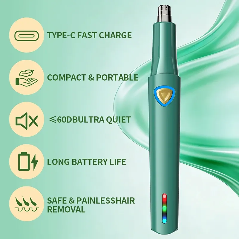 Tondeuse électrique rechargeable pour oreilles et nez, lames double tranchant, indolore, unisexe 3