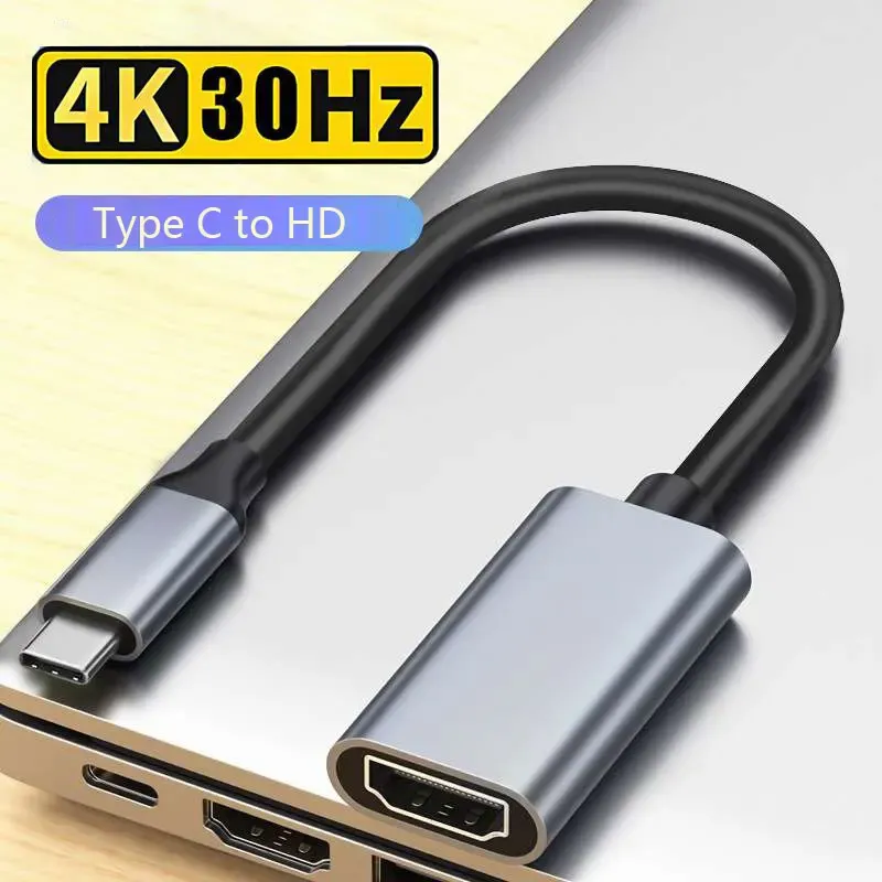Câble adaptateur USB-C vers HDMI, convertisseur USB-C vers HDTV 4K HD, compatible USB 3.1 pour MacBook, Chromebook, Samsung et Xiaomi