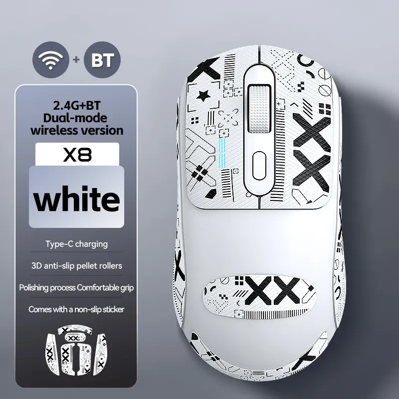 Warvank X8 Souris de jeu sans fil 500 mAh, USB Type-C, souris de bureau rechargeable compatible avec les ordinateurs portables et de bureau 10