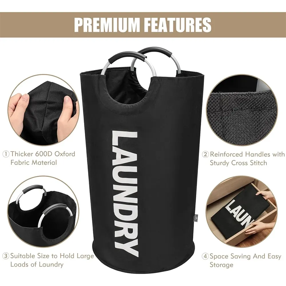 Panier à linge LMETJMA 90 L, grand format, imperméable et pliable, pour toute la famille 2
