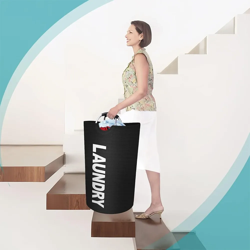 Panier à linge LMETJMA 90 L, grand format, imperméable et pliable, pour toute la famille 5
