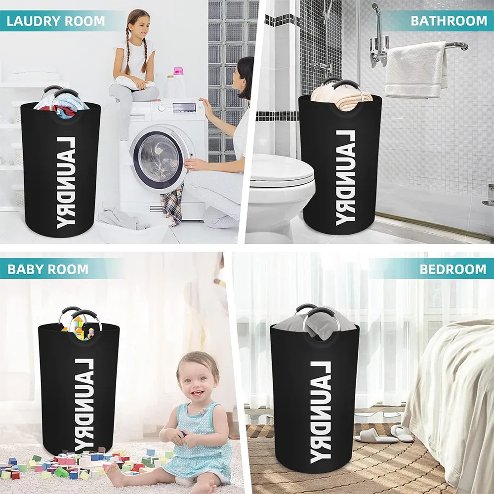 Panier à linge LMETJMA 90 L, grand format, imperméable et pliable, pour toute la famille 6