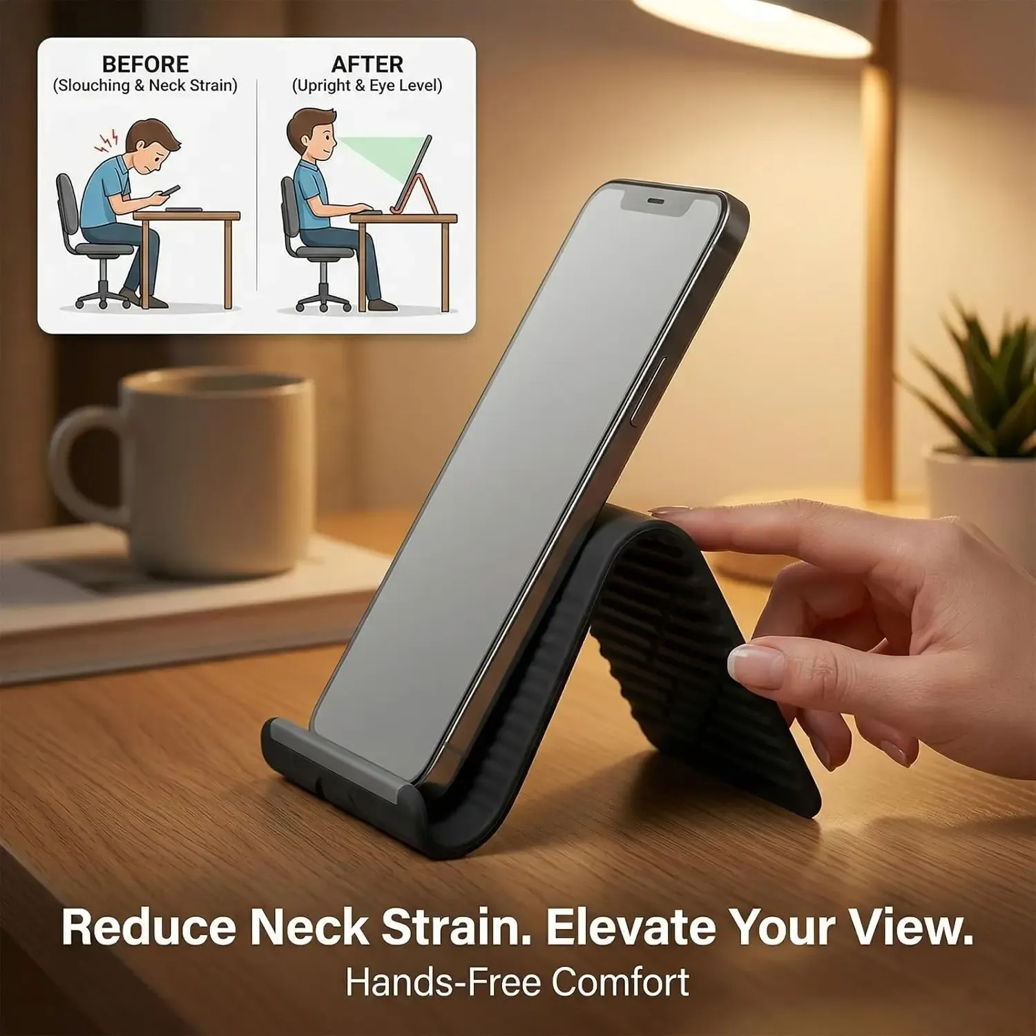 Support de téléphone portable en silicone pliable et flexible, support de bureau multi-angles réglable et portable pour iPhone, iPad, ordinateur portable, tablette 3