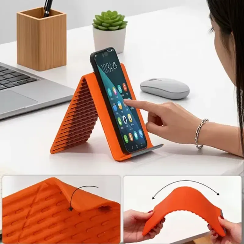 Support de téléphone flexible en silicone, en situation d'usage