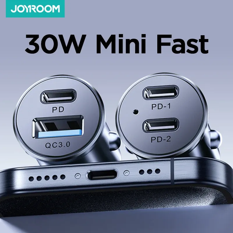 Chargeur allume-cigare USB-C Joyroom 30 W, compact en métal, compatible PD et QC 3.0 1