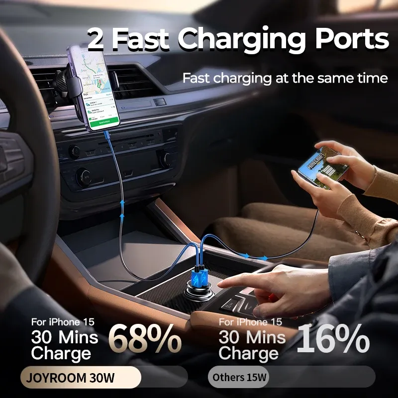 Chargeur allume-cigare USB-C Joyroom 30 W, compact en métal, compatible PD et QC 3.0 4