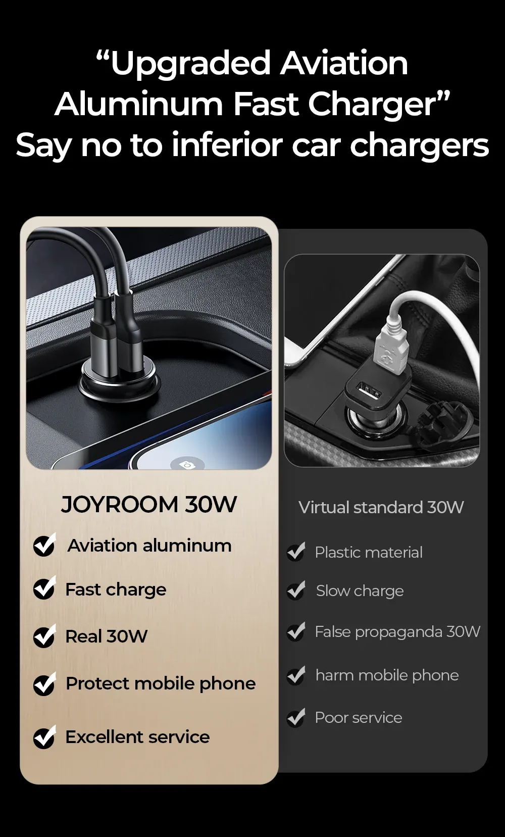 Chargeur de voiture Joyroom, finition métallique