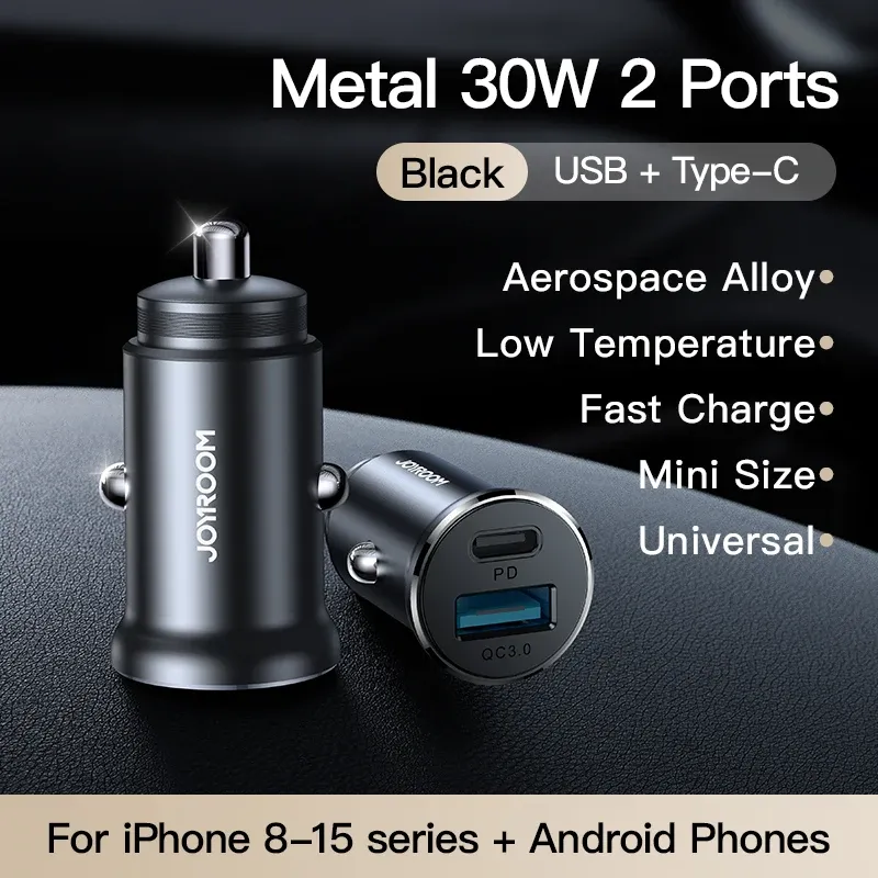 Chargeur allume-cigare USB-C Joyroom 30 W, compact en métal, compatible PD et QC 3.0 7