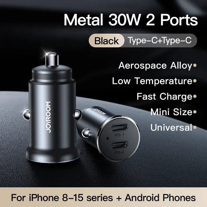 Chargeur allume-cigare USB-C Joyroom 30 W, compact en métal, compatible PD et QC 3.0 8