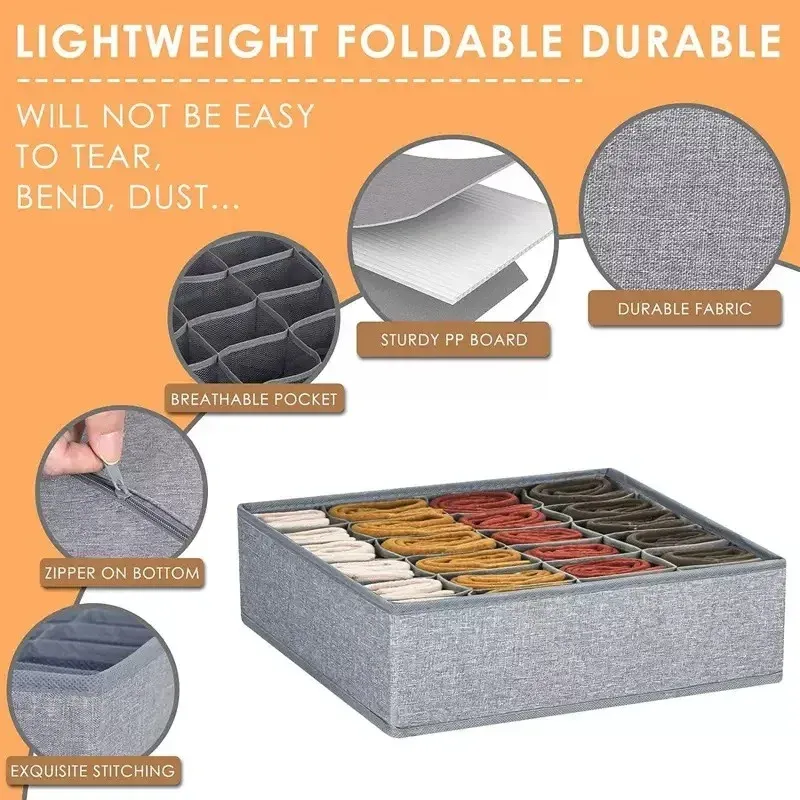 Organisateur pliable pour tiroirs et armoires : rangement pour sous-vêtements, soutiens-gorge, chaussettes et pantalons 4
