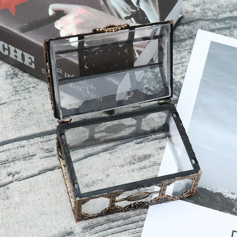Coffre au trésor pirate transparent en plastique, boîte à bijoux en cristal, organisateur de rangement pour bibelots 4