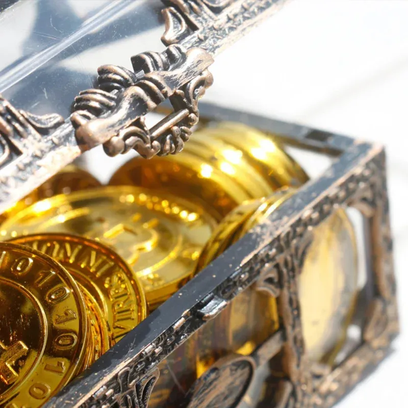 Coffre au trésor pirate transparent en plastique, boîte à bijoux en cristal, organisateur de rangement pour bibelots 6