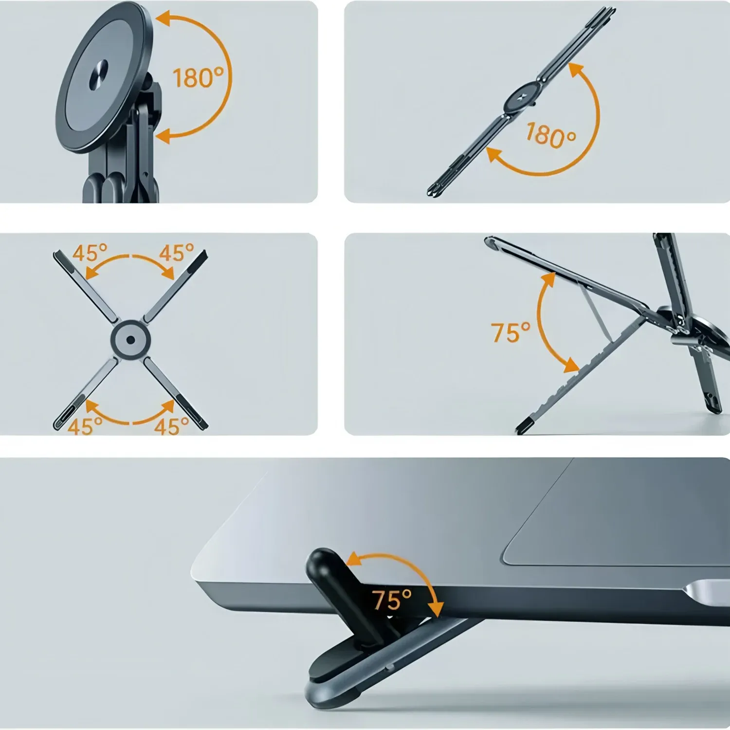 Support magnétique portable 3-en-1 avec perche à selfie et trépied pliable pour iPhone, iPad et tablette 6