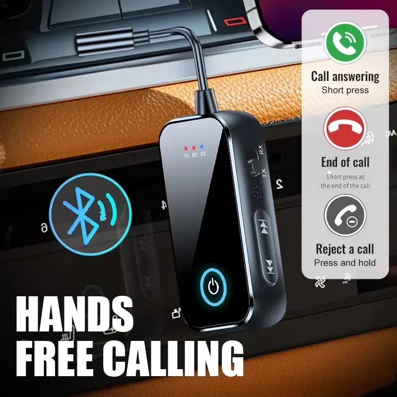 Émetteur-récepteur Bluetooth 6.0 AUX 2 en 1, adaptateur audio sans fil 3,5 mm avec micro, musique stéréo HiFi pour voiture, TV, PC et avion 2