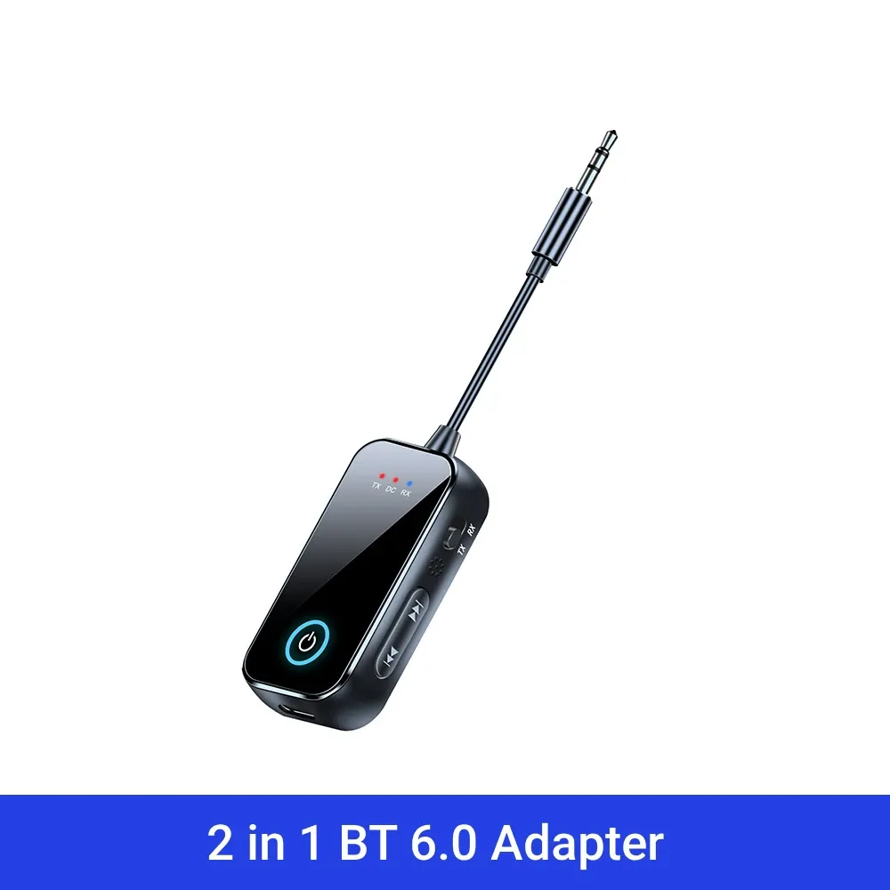 Émetteur-récepteur Bluetooth 6.0 AUX 2 en 1, adaptateur audio sans fil 3,5 mm avec micro, musique stéréo HiFi pour voiture, TV, PC et avion 8