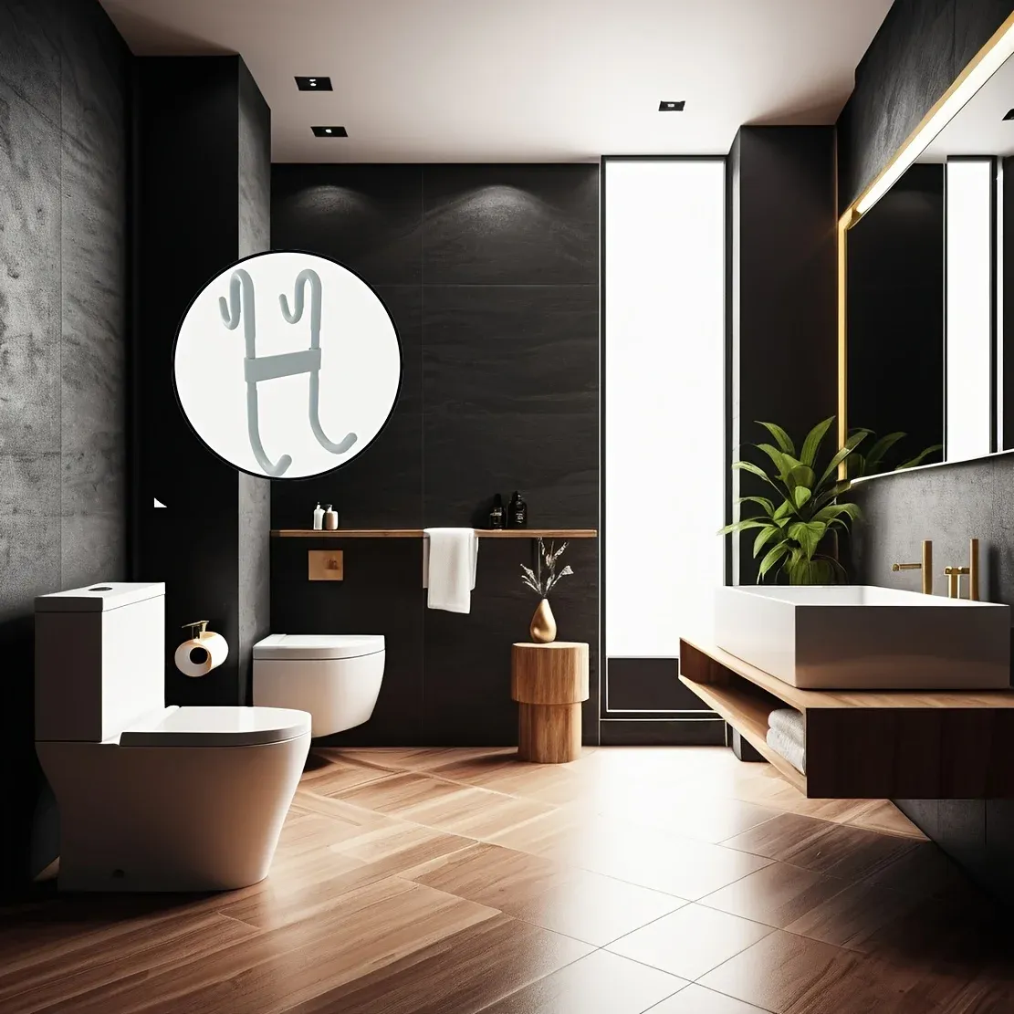 Crochet de porte de douche vue d'ensemble