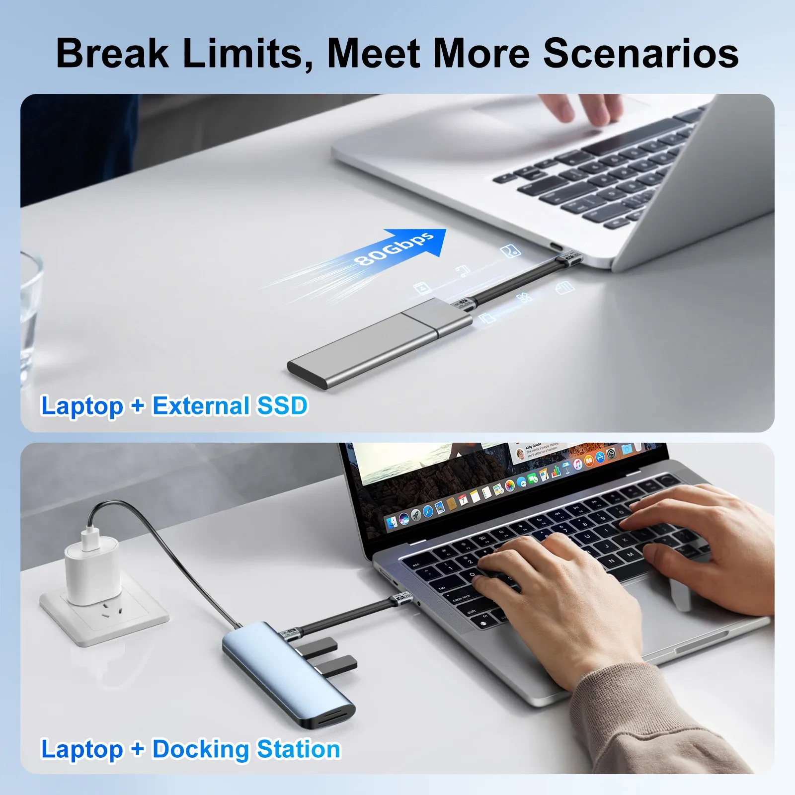 Câble USB-C dans un environnement de bureau