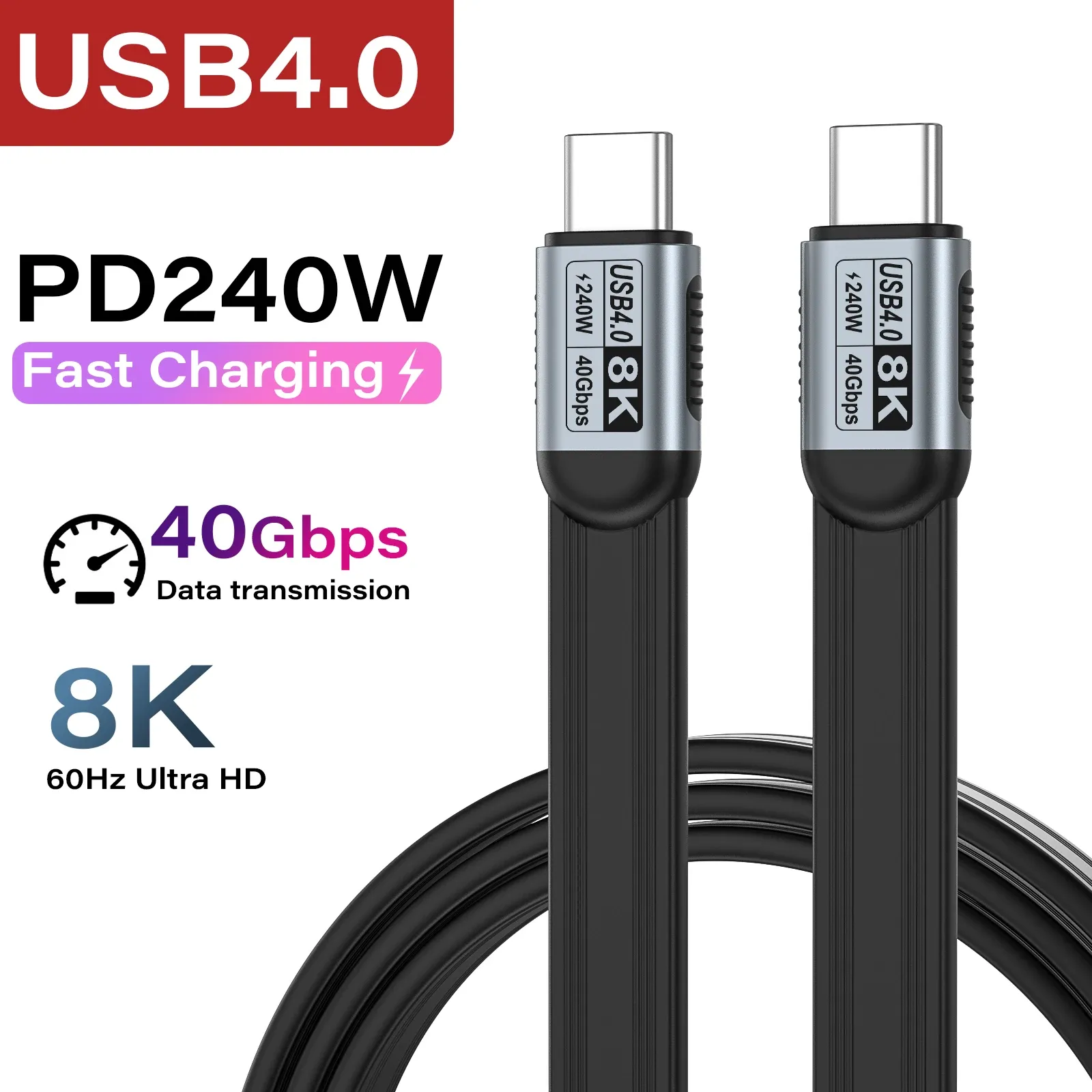 Câble de données USB-C vers USB-C 240 W PD, Thunderbolt 5 80 Gbit/s, Vidéo 16K@60 Hz, Compatible iPhone 17 Pro Max et MacBook 8