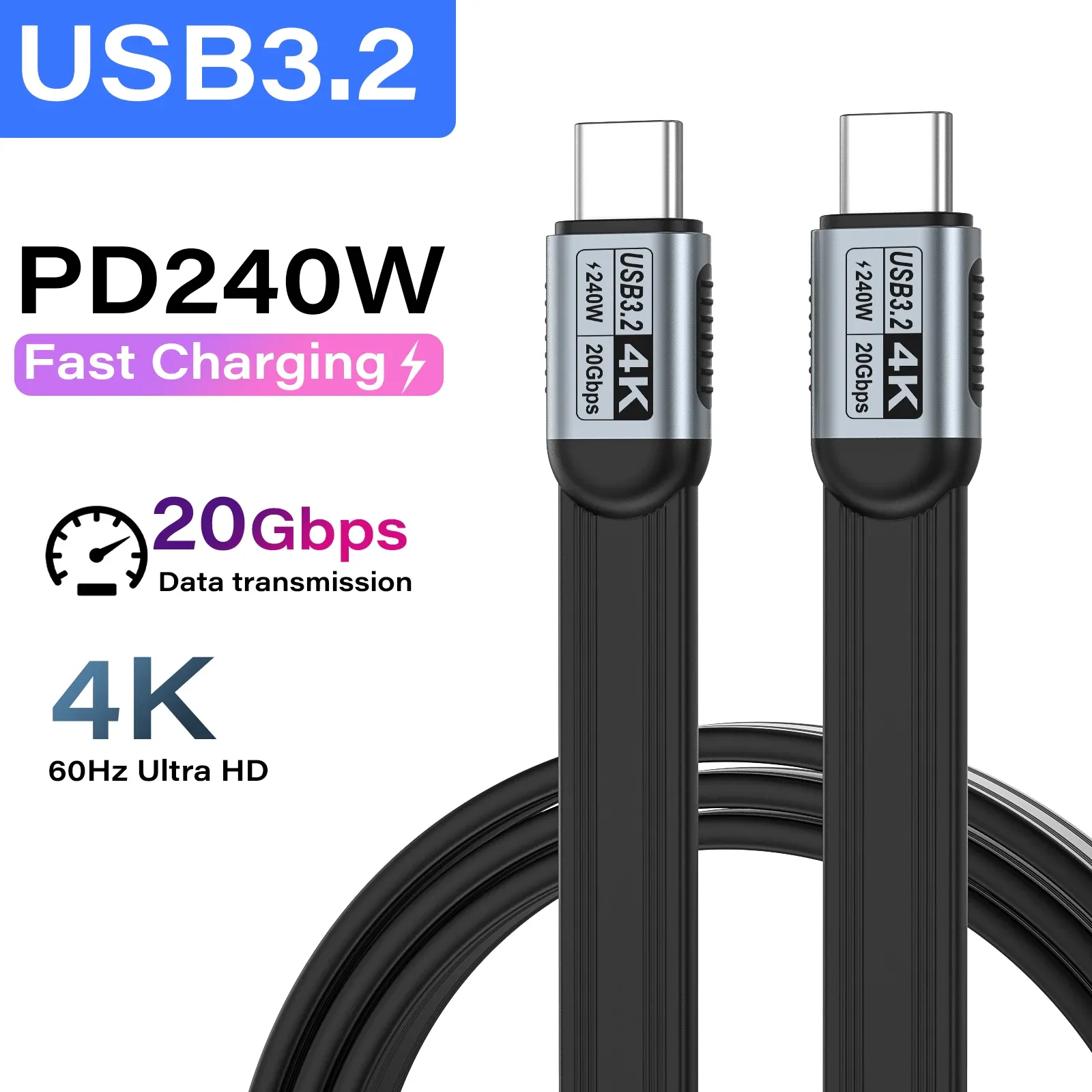 Câble de données USB-C vers USB-C 240 W PD, Thunderbolt 5 80 Gbit/s, Vidéo 16K@60 Hz, Compatible iPhone 17 Pro Max et MacBook 7