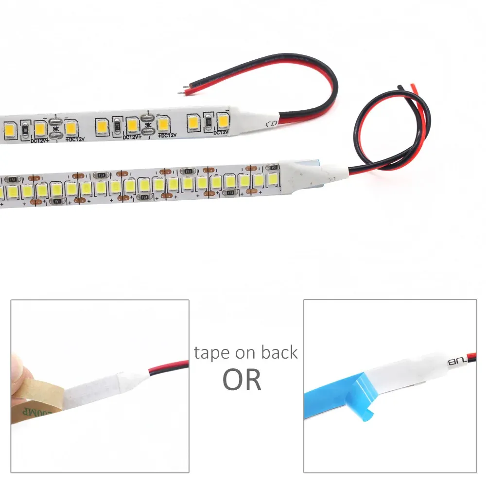 Ruban LED SMD 2835 12V, 1 m à 5 m, 120 LED/m ou 240 LED/m, blanc chaud, flexible, éclairage décoratif pour la maison 5
