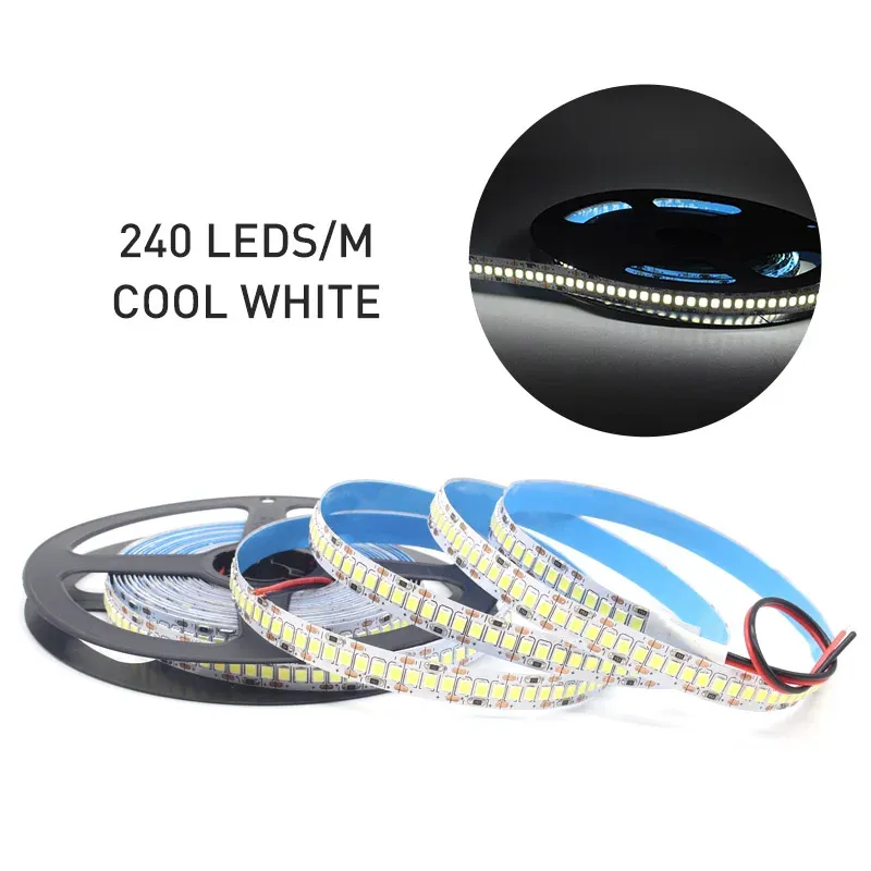 Ruban LED SMD 2835 12V, 1 m à 5 m, 120 LED/m ou 240 LED/m, blanc chaud, flexible, éclairage décoratif pour la maison 15
