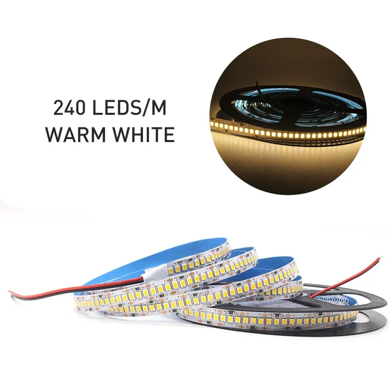 Ruban LED SMD 2835 12V, 1 m à 5 m, 120 LED/m ou 240 LED/m, blanc chaud, flexible, éclairage décoratif pour la maison 12