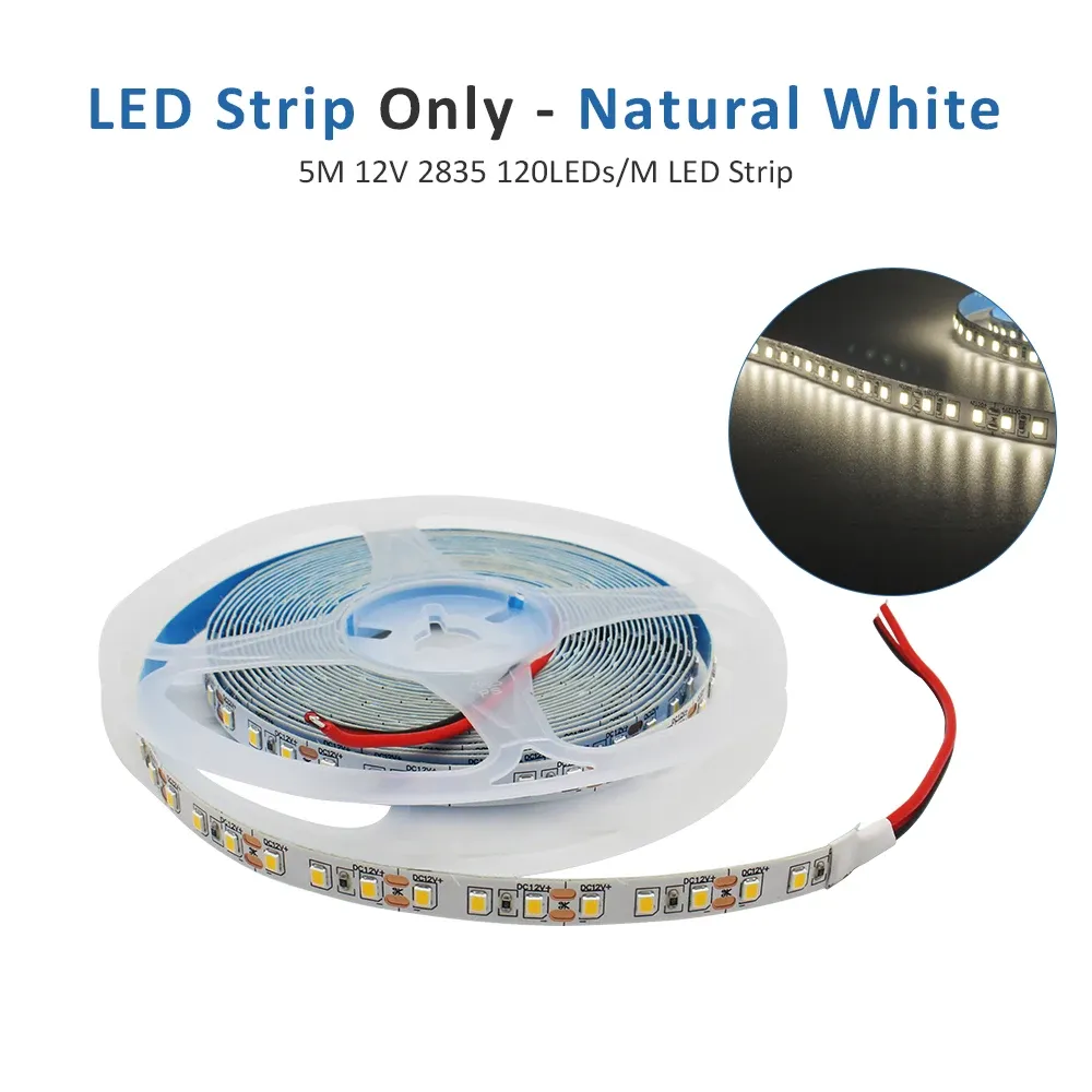 Ruban LED SMD 2835 12V, 1 m à 5 m, 120 LED/m ou 240 LED/m, blanc chaud, flexible, éclairage décoratif pour la maison 8