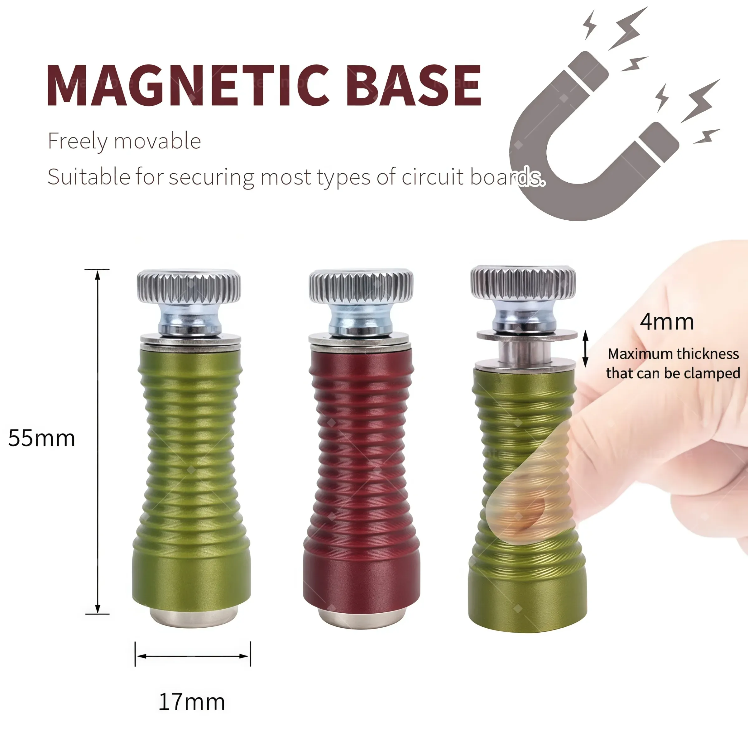 Jeu de 4 supports magnétiques à ressort pour PCB, avec aimant puissant et pilier en carbone, pour la réparation et le soudage de téléphones 2