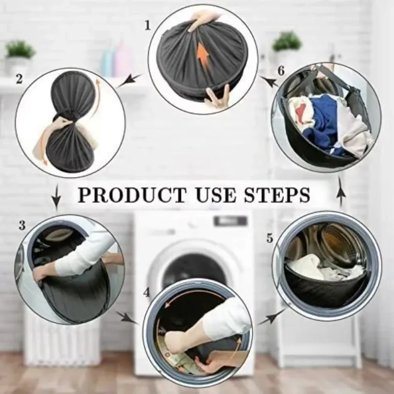 Panier à linge pliable pour machine à laver, panier de rangement pop-up pour vêtements sales 4