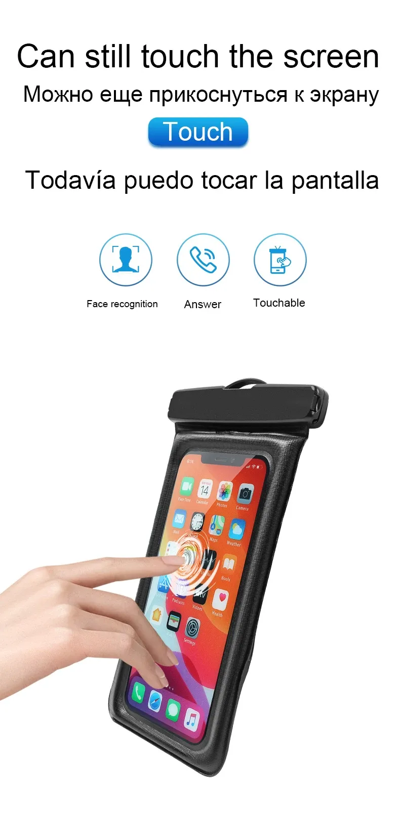 Pochette étanche pour téléphone, utilisation sous l'eau
