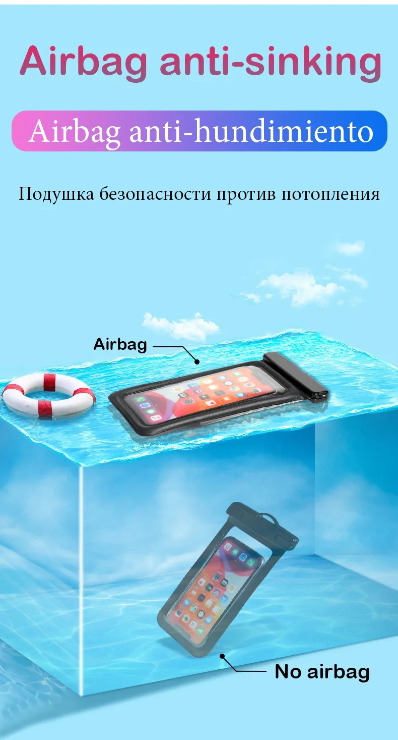 Pochette étanche pour téléphone, détail des matériaux