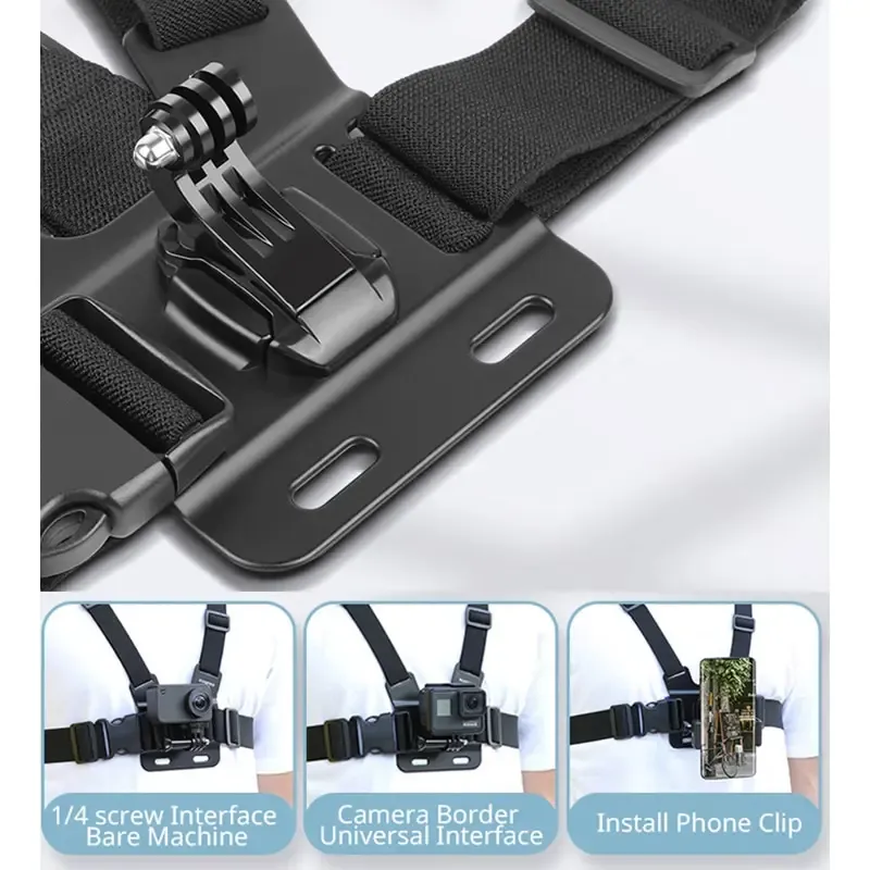 Sangle de poitrine pour GoPro, support de fixation thoracique compatible GoPro Hero 9, 8, 7, 6, 5, 4, Insta360, DJI Osmo Action, accessoires pour caméra d'action 3