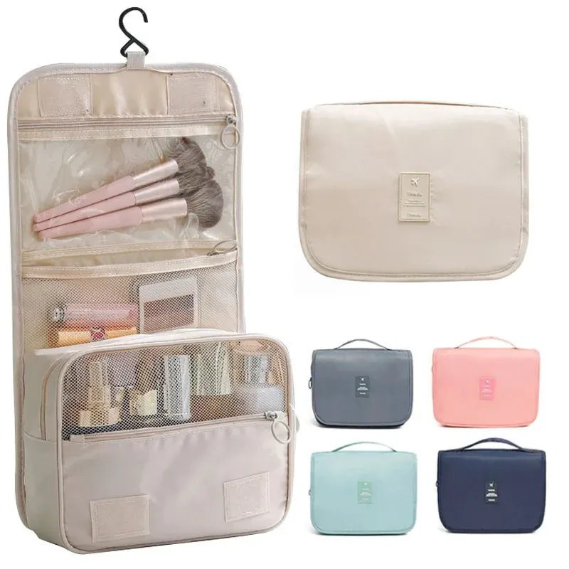 Sac de maquillage de voyage, organisateur de toilette étanche, trousse de haute qualité pour femme, crochet de salle de bain, pochette de rangement, sac de rangement de maquillage à crochet