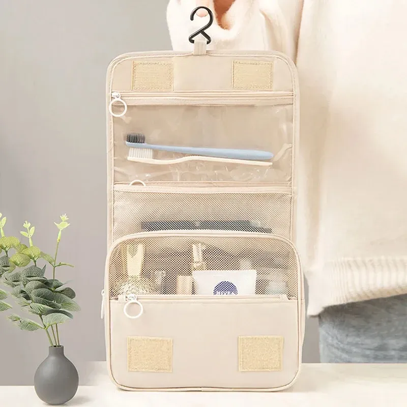 Sac de maquillage de voyage, organisateur de toilette étanche, trousse de haute qualité pour femme, crochet de salle de bain, pochette de rangement, sac de rangement de maquillage à crochet 3