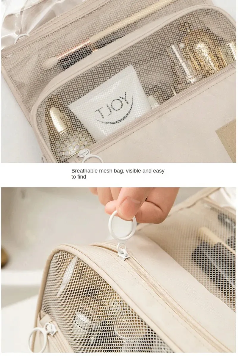 Gros plan sur les finitions du sac de maquillage