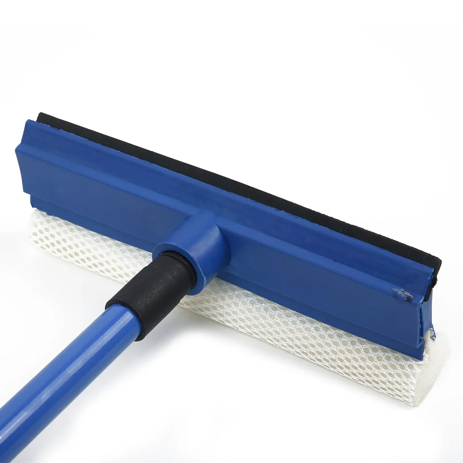 Nettoyeur de vitres télescopique 2 en 1 à long manche, avec brosse éponge, raclette et outil de nettoyage 3