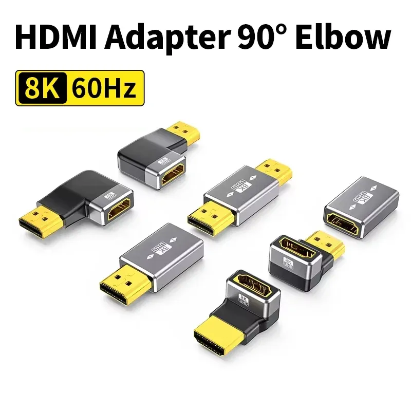 Adaptateur de câble HDMI 2.1, connecteur mâle vers femelle coudé à 90 degrés, rallonge HDMI 4K 8K pour clé TV, PS4, PS5, Xbox, PC portable