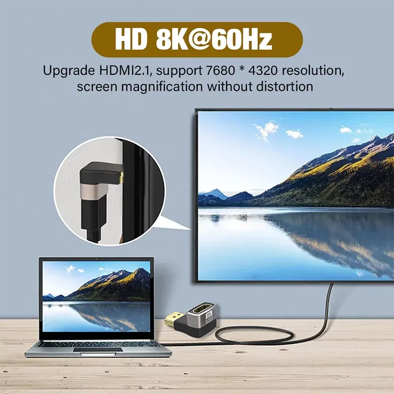 Adaptateur de câble HDMI 2.1, connecteur mâle vers femelle coudé à 90 degrés, rallonge HDMI 4K 8K pour clé TV, PS4, PS5, Xbox, PC portable 4