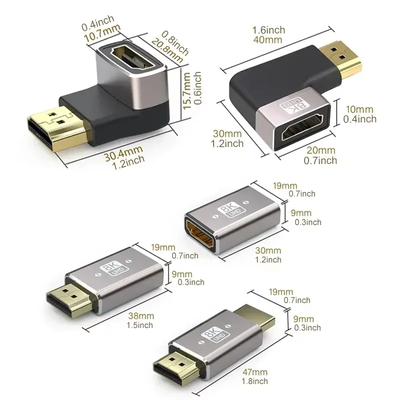 Adaptateur HDMI à angle droit, finition et détails