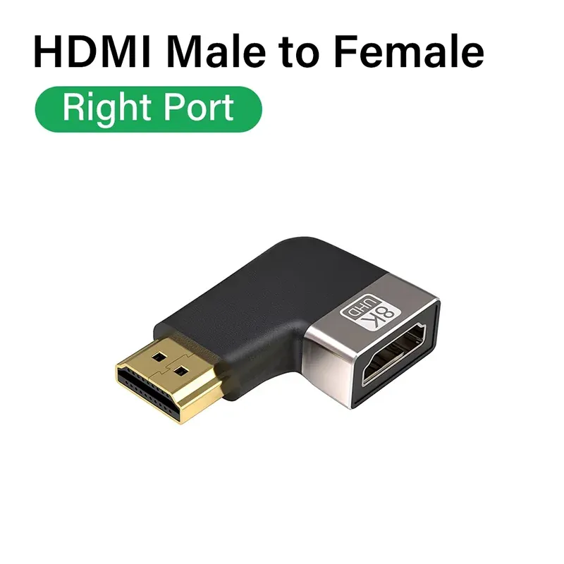 Adaptateur de câble HDMI 2.1, connecteur mâle vers femelle coudé à 90 degrés, rallonge HDMI 4K 8K pour clé TV, PS4, PS5, Xbox, PC portable 12