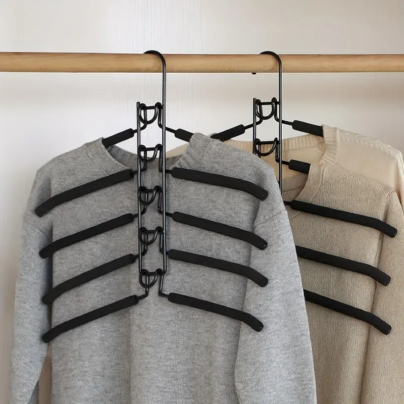 Cintre de placard multiniveau à crochets, lot de 5, organisateur de garde-robe peu encombrant pour manteaux, chemises, robes et vestes