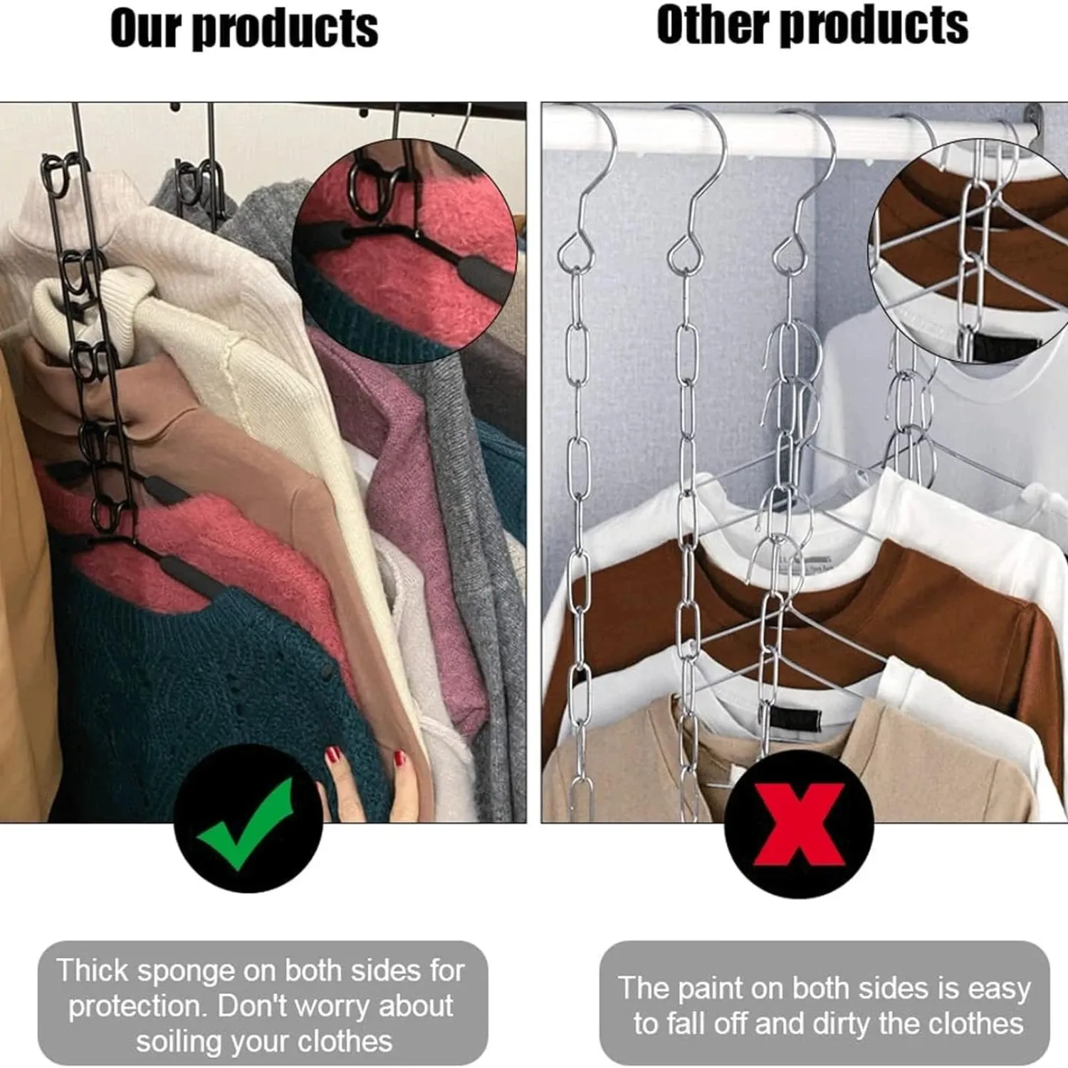 Cintre de placard multiniveau à crochets, lot de 5, organisateur de garde-robe peu encombrant pour manteaux, chemises, robes et vestes 4