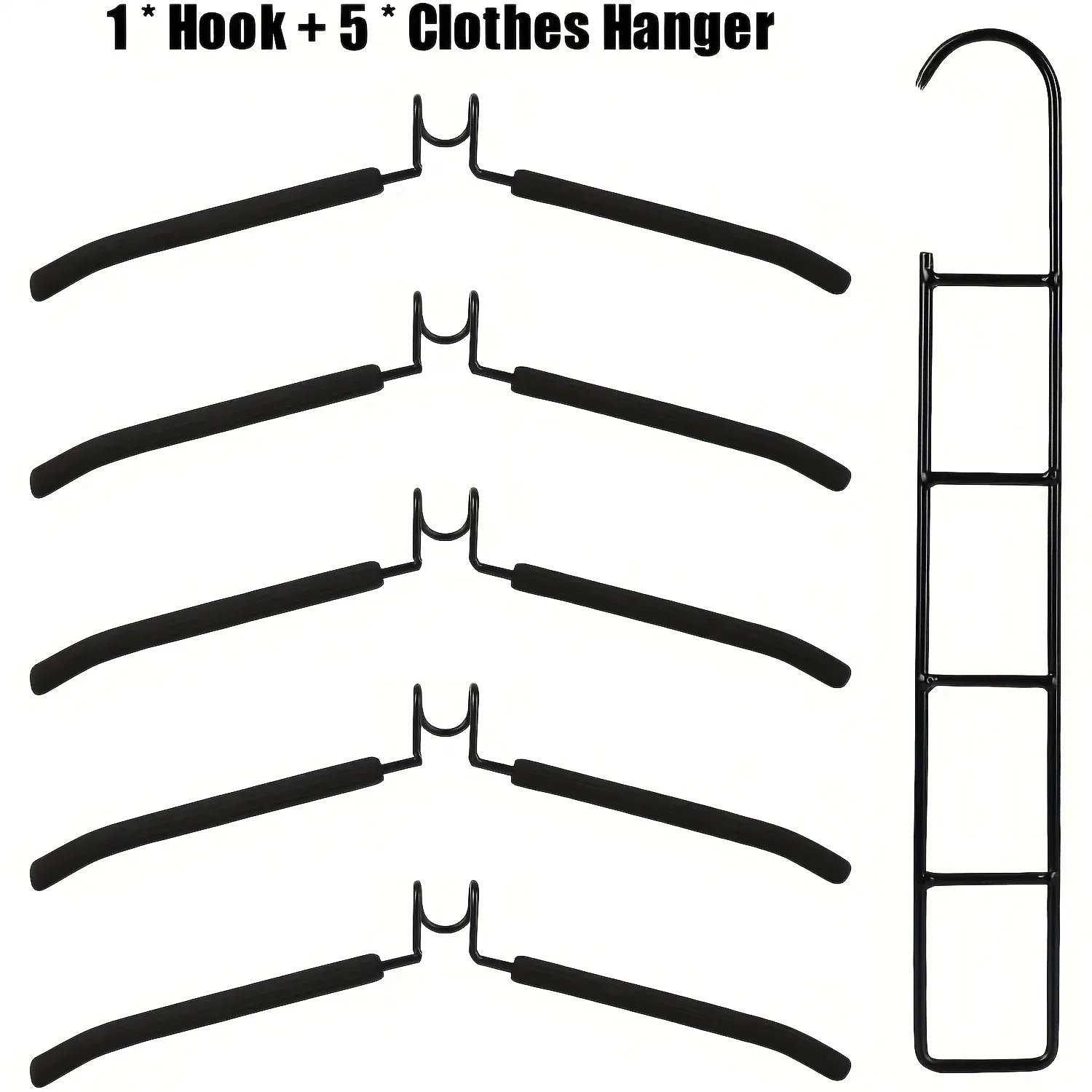 Cintre de placard multiniveau à crochets, lot de 5, organisateur de garde-robe peu encombrant pour manteaux, chemises, robes et vestes 7